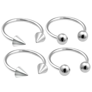 bodyjewellery 4pcs 18g Horseshoe Ring Circular Cartilage Spider Bite Surgical Steel Nose Lip Cartilage Hoop Septum Tragus Stud Ear Eyebrow BBEP 10mm