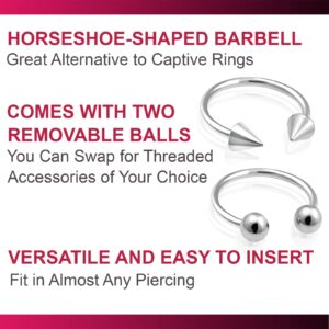 bodyjewellery 4pcs 18g Horseshoe Ring Circular Cartilage Spider Bite Surgical Steel Nose Lip Cartilage Hoop Septum Tragus Stud Ear Eyebrow BBEP 10mm