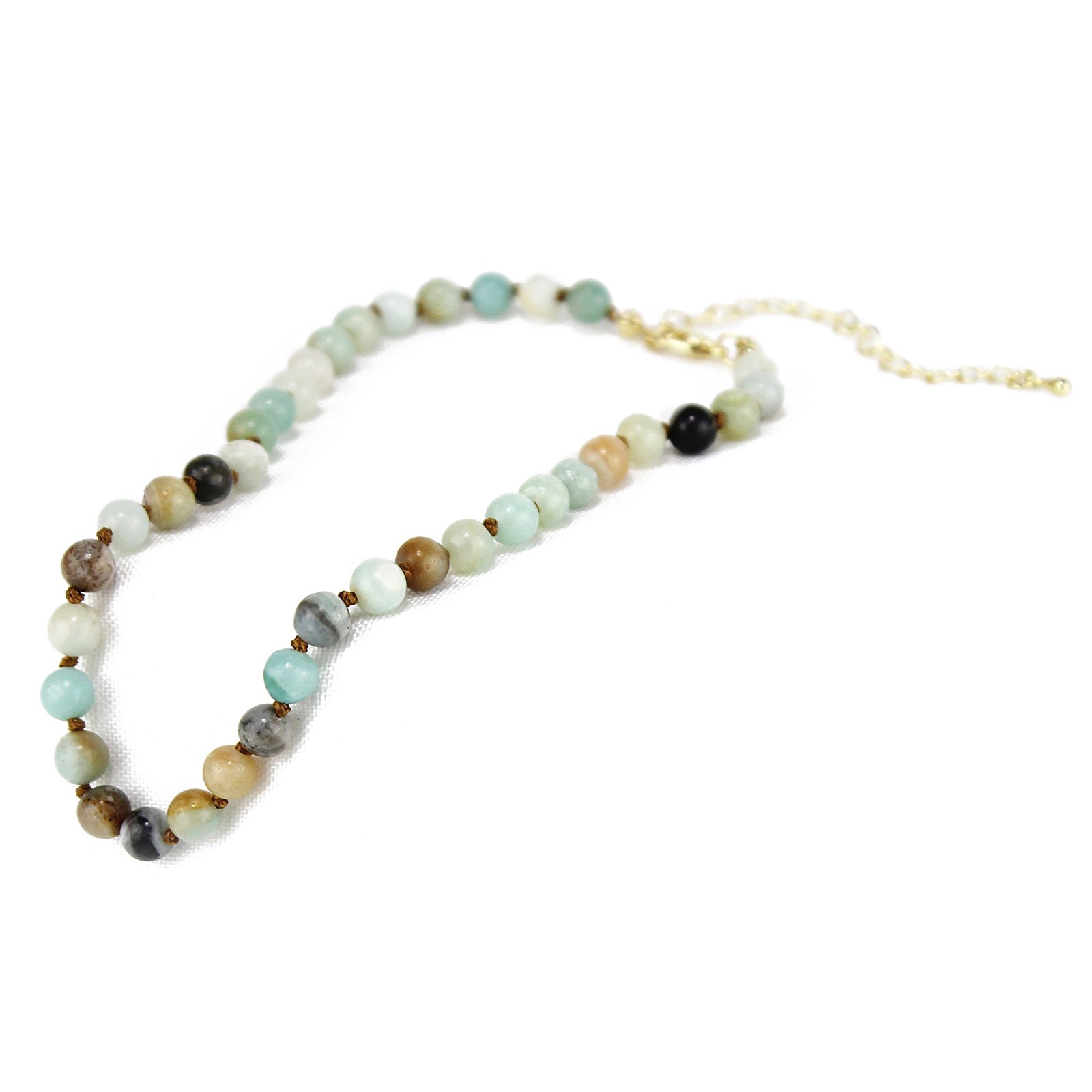 POMINA Real Amazonite Natural Gemstone Beaded Choker Necklace Semi Precious Stone Choker for Women (amazonite)