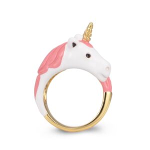 exquisite 18k gold plated hand painted unicorn ring with gift box