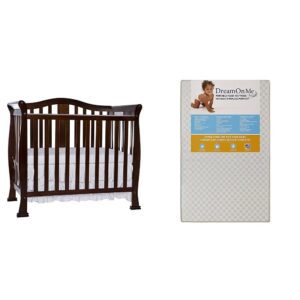 dream on me naples, 4 in 1 convertible mini crib with dream on me 3 portable crib mattress, white