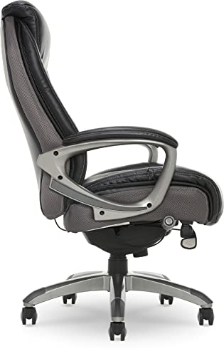 Serta Executive Office Smart Layers Technology, Leather and Mesh Ergonomic Computer Chair with Contoured Lumbar and ComfortCoils, Opportunity Gray