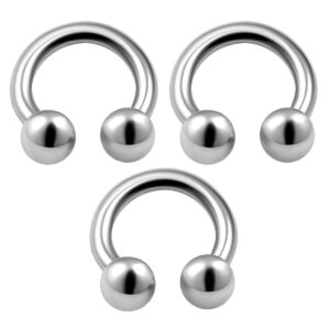 3pcs surgical steel horseshoe earrings 16g 1/4 6mm 3mm ball septum helix daith nose earrings cartilage piercing jewelry 0113