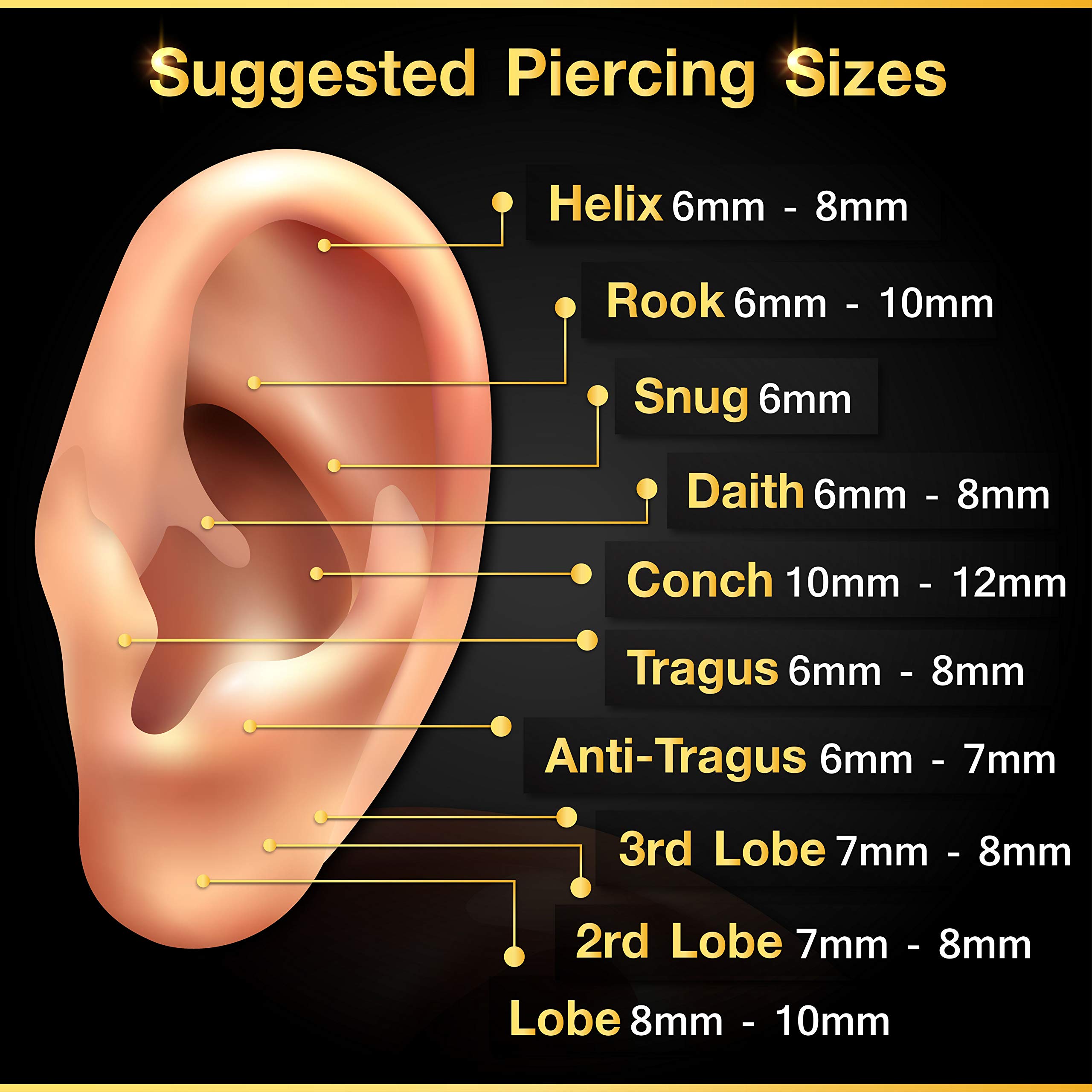 3PCS Surgical Steel Horseshoe Earrings 16g 1/4 6mm 3mm Ball Septum Helix Daith Nose Earrings Cartilage Piercing Jewelry 0113