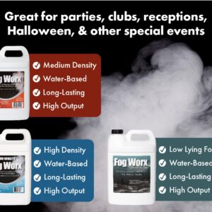 FogWorx Extreme High Density Fog Juice Gallon - Long Lasting, High Output, Odorless Water Based Fog Machine Fluid -for 400 Watt to 1500 Watt Machines