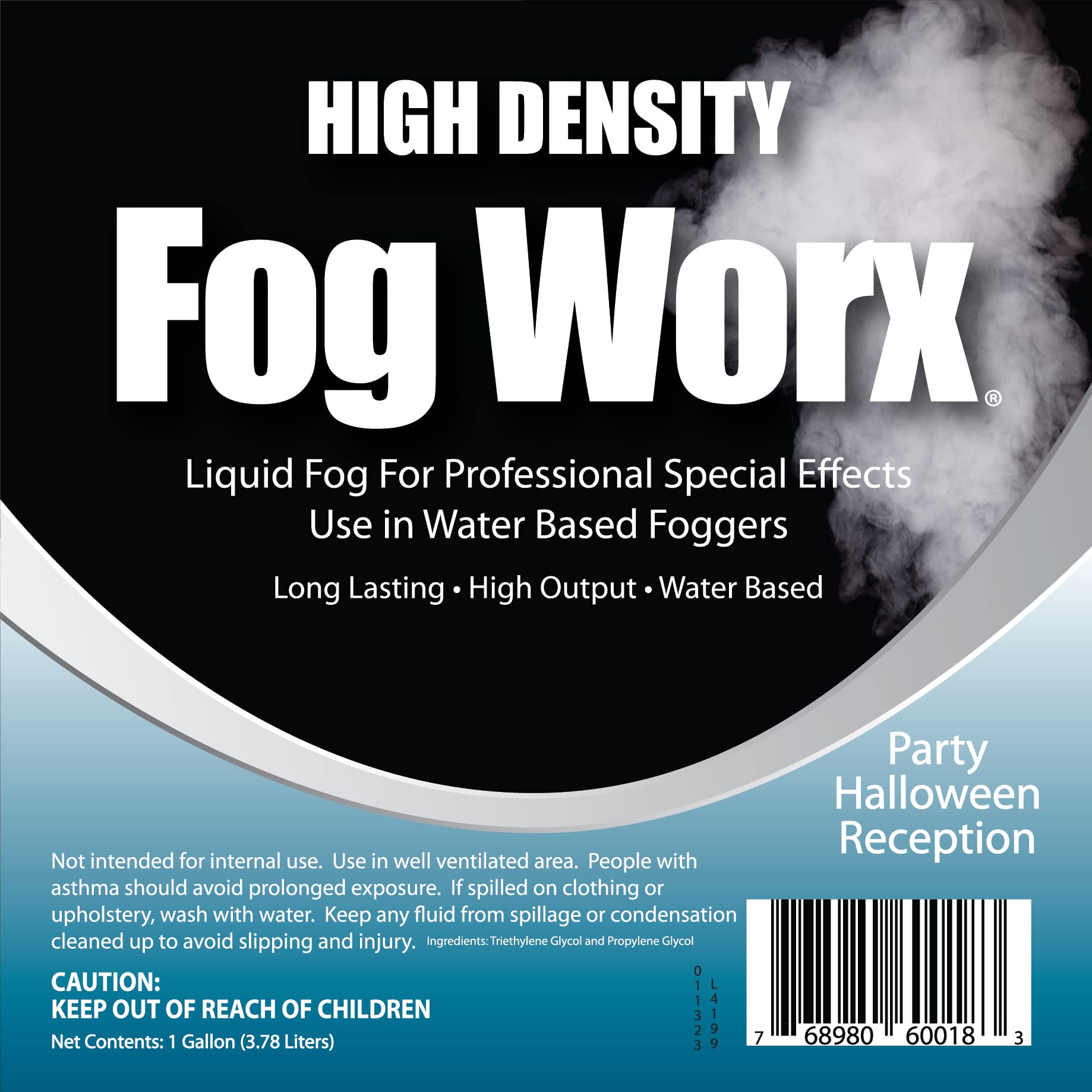 FogWorx Extreme High Density Fog Juice Gallon - Long Lasting, High Output, Odorless Water Based Fog Machine Fluid -for 400 Watt to 1500 Watt Machines