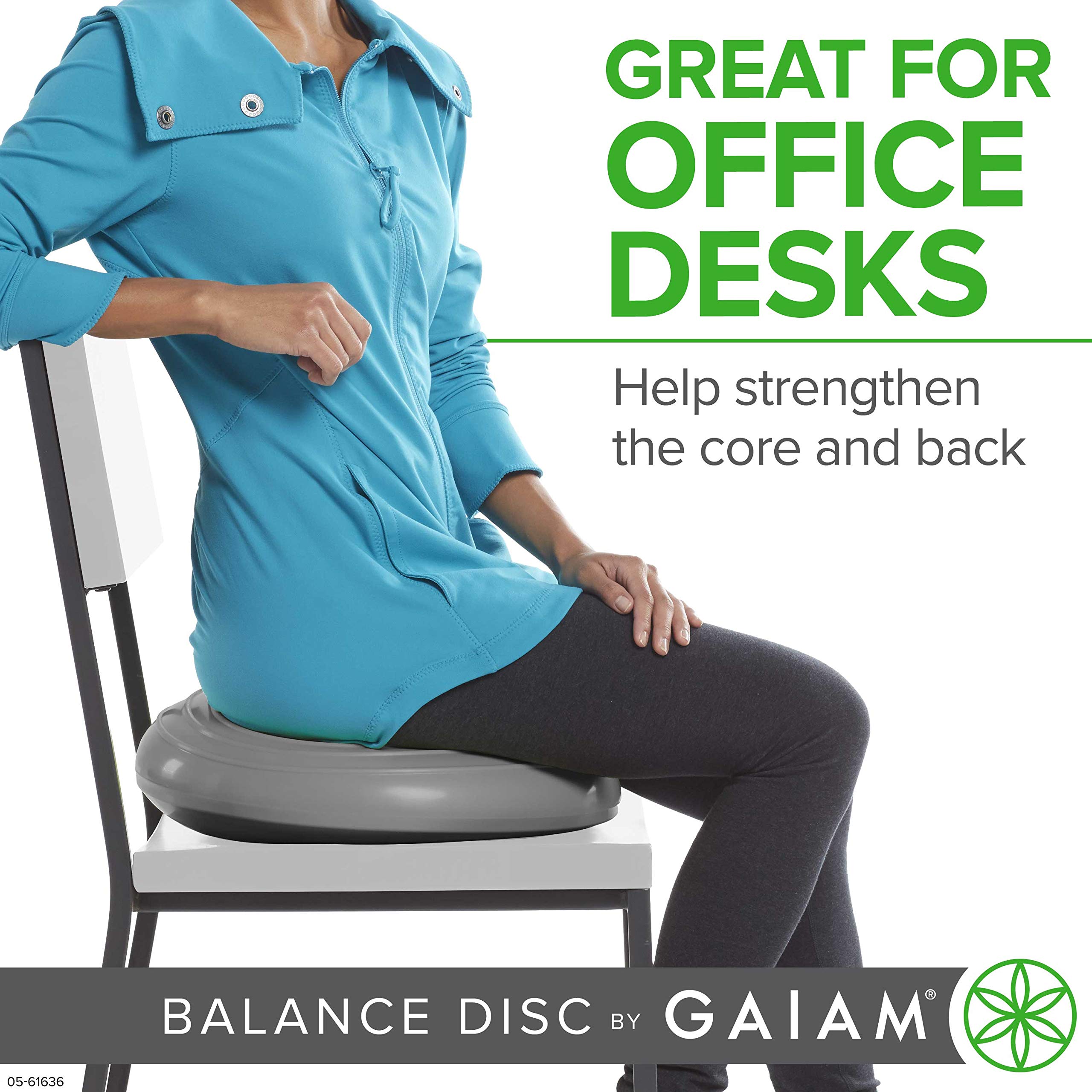 Gaiam Balance Disc Wobble Cushion Stability Core Trainer For Home Or Office Desk Chair & Kids Alternative Classroom Sensory Wiggle Seat - Grey , 16 Inch