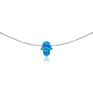 B. BRILLIANT Hamsa Necklace for Women Sterling Silver Opal Blue Hamsa Necklaces Stacking Holiday Gift Birthday