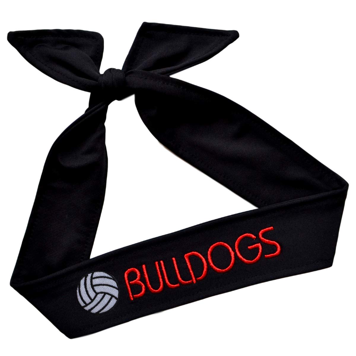 Volleyball TIE Back Moisture Wicking Headband Personalized with The Embroidered Name of Your Choice (Black Solid Tie Back) One Size