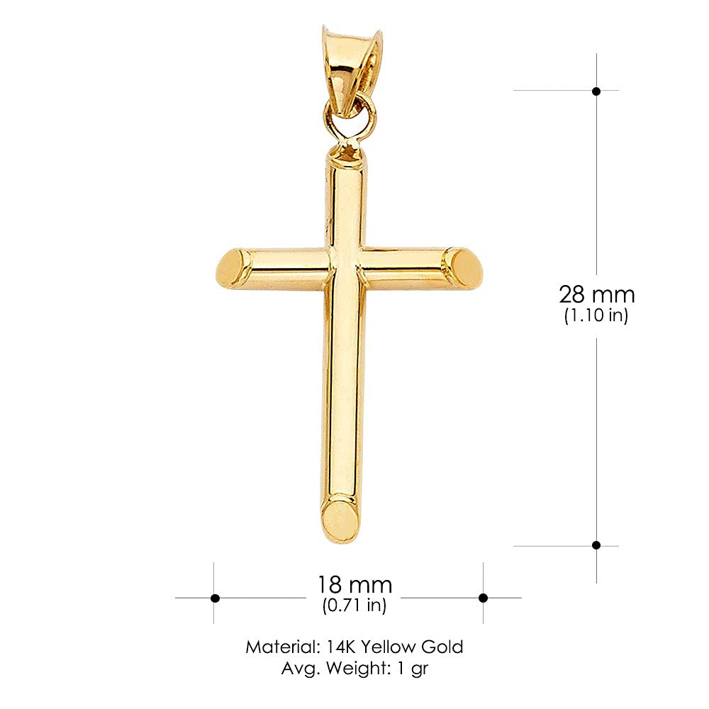 14K Yellow Gold Classic Cross Pendant with 1.9mm Figaro 3+1 Chain Chain Necklace - 20"