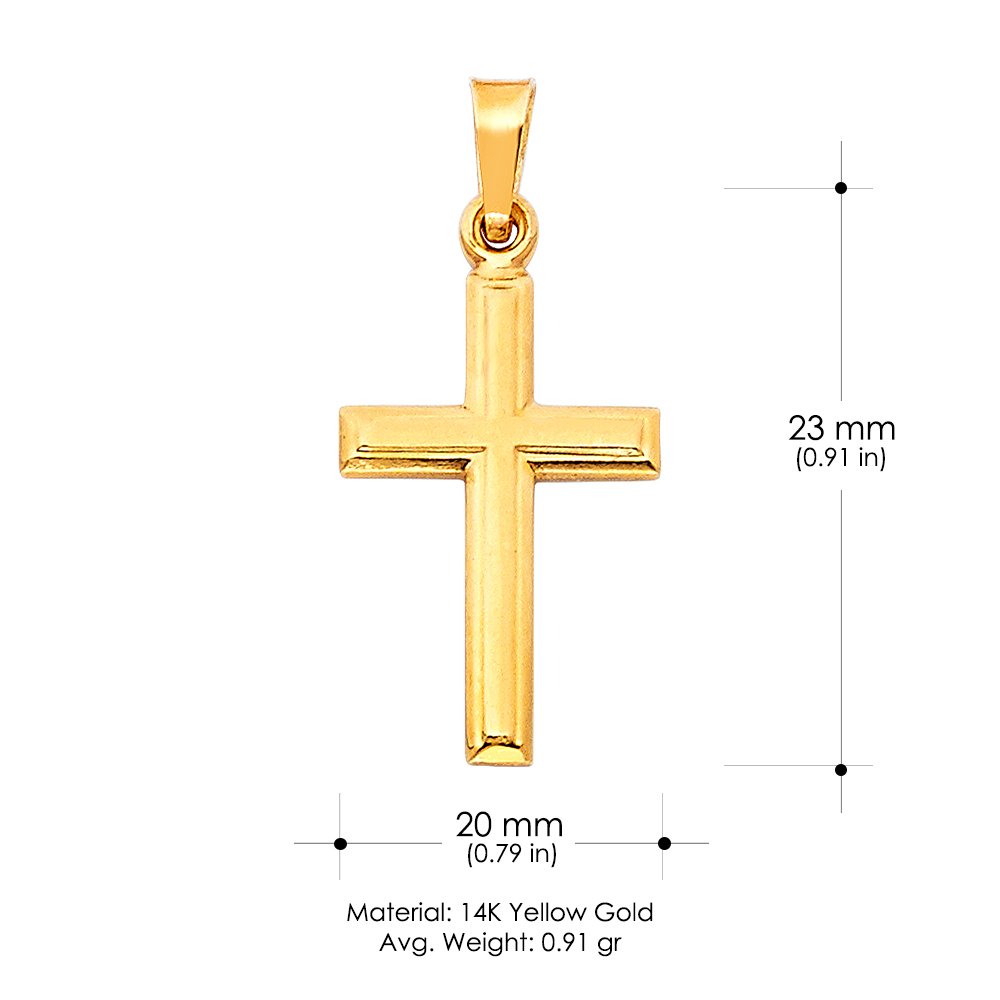 14K Yellow Gold Cross Pendant with 1.9mm Figaro 3+1 Chain Chain Necklace - 22"