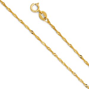 Ioka 14K Two Tone Gold Jesus Crucifix Cross Pendant with 1.2mm Singapore Chain Chain Necklace - 20"