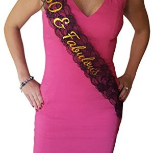 Girlz Nights 50 & Fabulous Lace Sash - 50th Birthday Sash (Black)