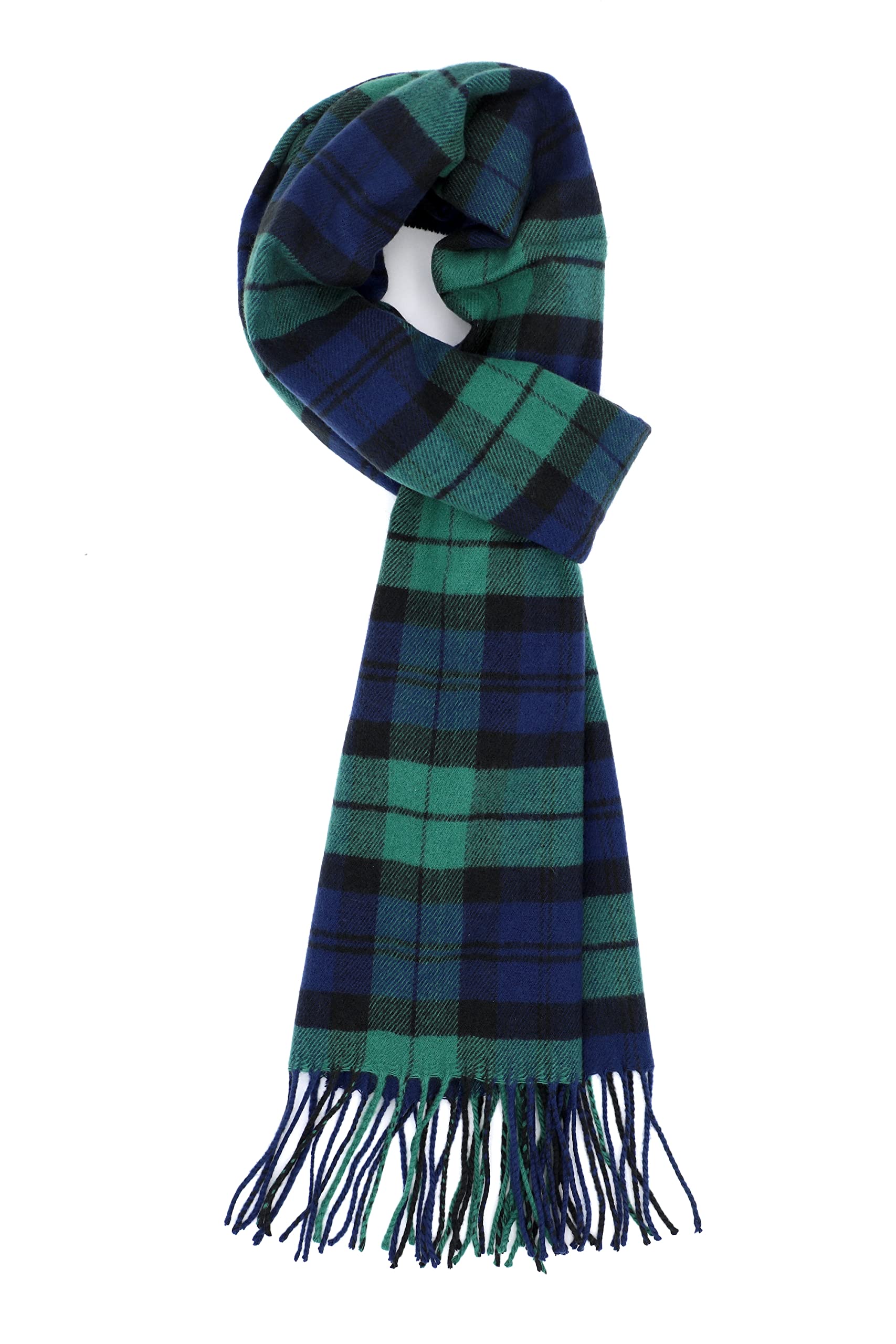 Achillea Soft & Warm Tartan Plaid Checked Cashmere Feel Winter Scarf Unisex (Black Watch Tartan)