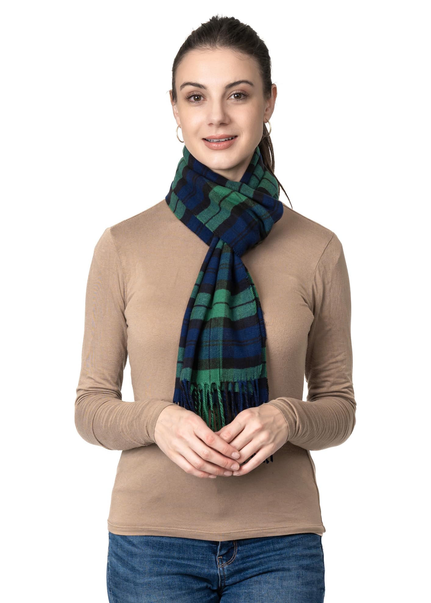 Achillea Soft & Warm Tartan Plaid Checked Cashmere Feel Winter Scarf Unisex (Black Watch Tartan)