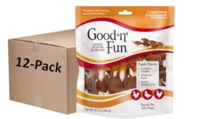 good'n'fun triple flavored rawhide kabobs for dogs