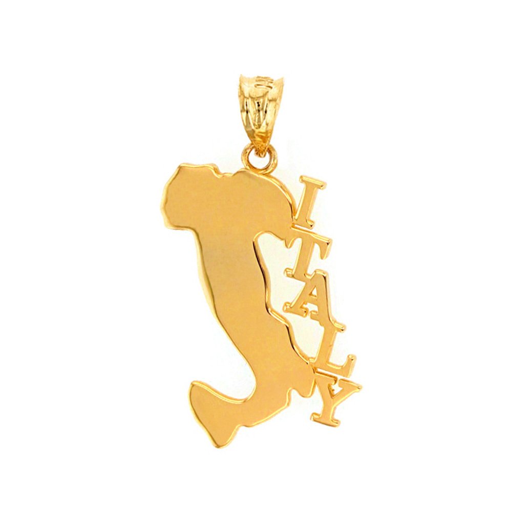 State Collection Solid 14k Yellow Gold Map Of Italy Necklace Pendant