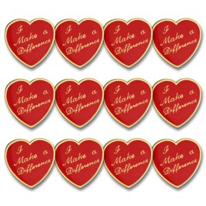 shop awards and gifts 5/8 inch gold heart red enameled i make a difference lapel pin, employee appreciation staff recognition award inspirational motivational gifts, pack of 12