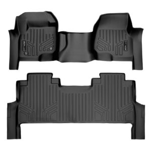 maxliner custom floor mats 2 row liner set black compatible with 2017-2022 ford f-250/f-350 super duty crew cab with 1st row bench seat