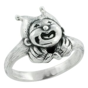 sterling silver chubby jester joker ring, 19/32 inch wide, size 6