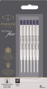 parker quinkflow ballpoint pen ink refills, fine tip, black, 6 count value pack (2025155)