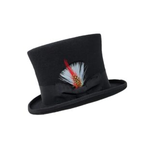 Differenttouch 100% Wool Felt Top Hats Victorian Style Made Hatter 6" Tall Gentlemen Magic Hats (XL) Black