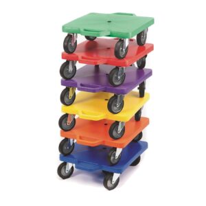 Spectrum 12" All Surface Scooter. 3" Rubberized Wheels for Smooth Cruising Indoors or Out. 12" Square Base with Handles to Protect Hands. Set of 6 Different Colored Scooters.