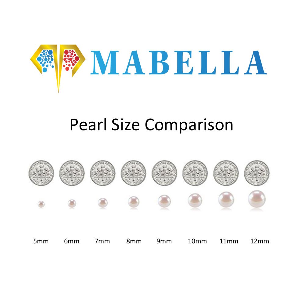 MABELLA 925 Sterling Silver AAA Genuine Freshwater Cultured Pearl White Button Stud Earrings Jewelry Gifts for Women 8mm