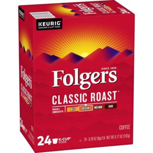 Folgers Classic Roast Coffee, Medium Roast Coffee, K Cup Pods for Keurig Coffee Makers, 72 Count, 18 Count (Pack of 4)