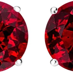 2 Carat Total Weight Ruby Solitaire Stud Earrings Pair Platinum Popular Premium Collection 4 Prong Screw Back