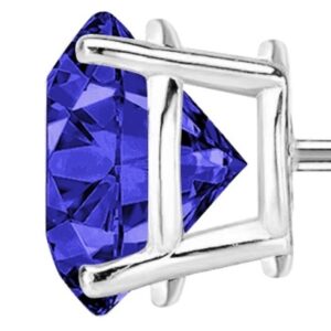 2 Carat Total Weight Tanzanite Solitaire Stud Earrings Pair 18K White Gold Popular Premium Collection 4 Prong Screw Back