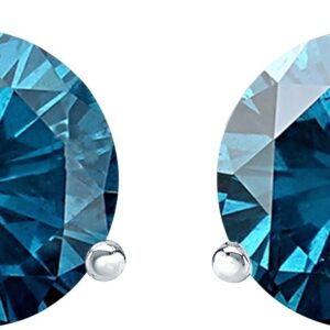 Houston Diamond District 3/4 Carat Total Weight Blue Diamond Solitaire Stud Earrings Pair 14K White Gold Popular Premium Collection 3 Prong Screw Back