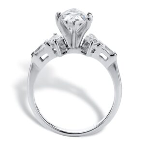 PalmBeach 10K White Gold Marquise Cut Cubic Zirconia 3-Stone Engagement Ring Sizes 6-10 Size 10