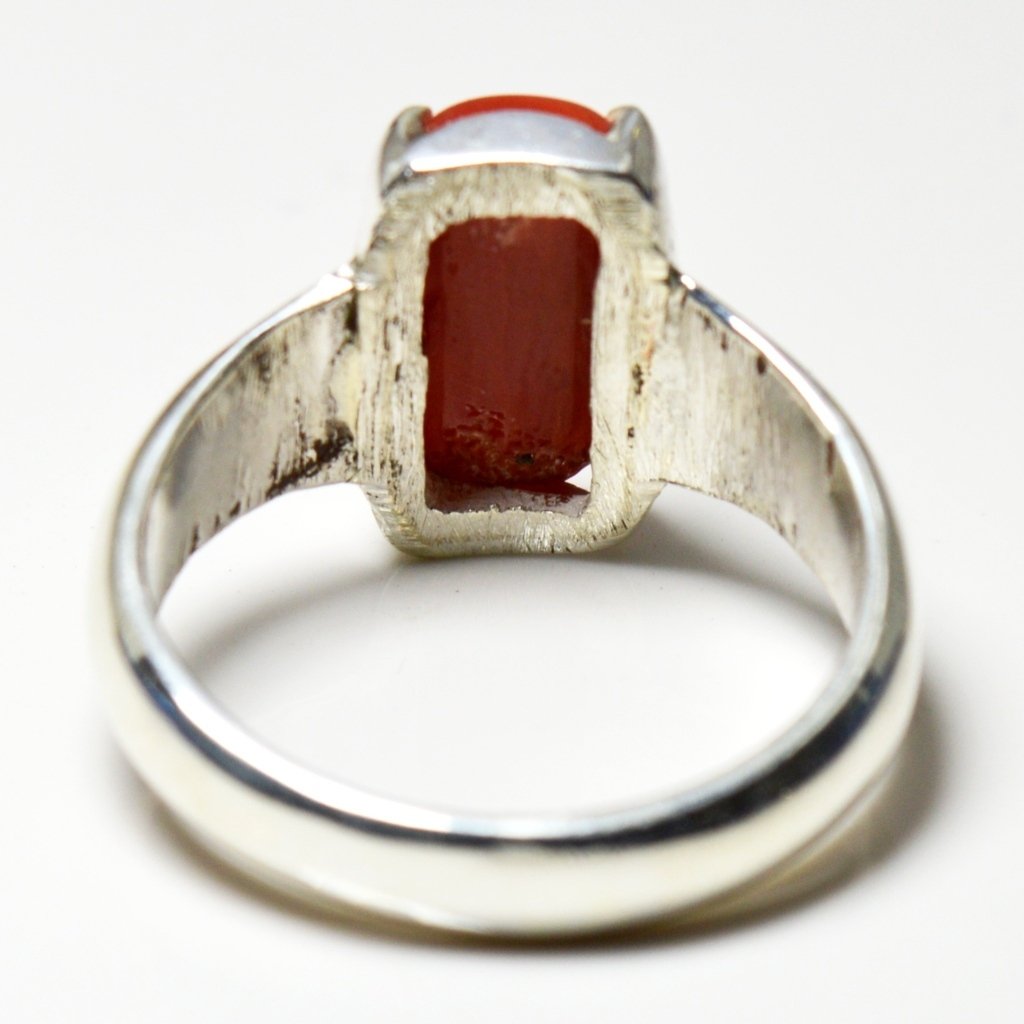 55Carat Red Coral Ring 4 Carat Stone Sterling Silver Prong Handmade Ring Size 4,5,6,7,8,9,10,11,12,13