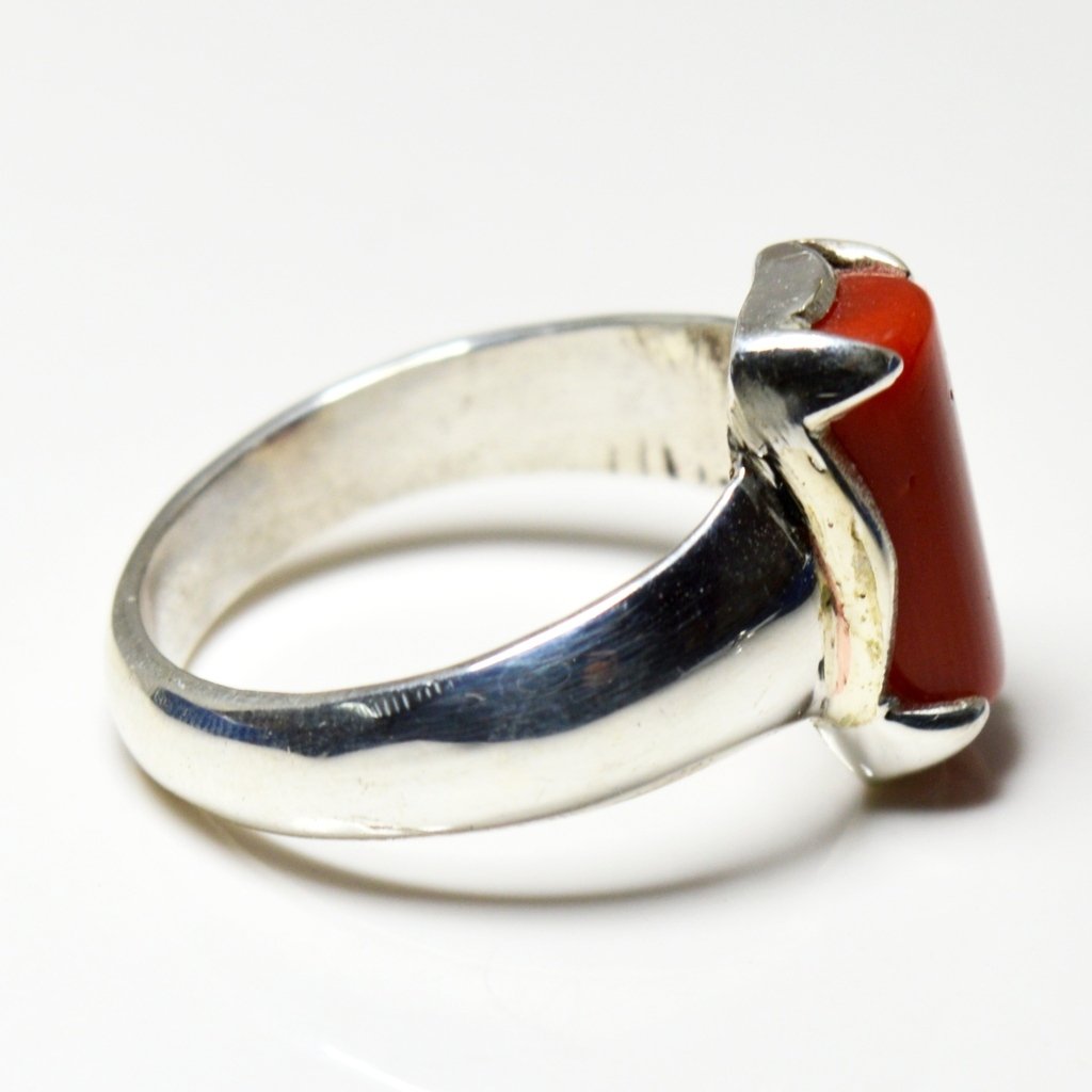 55Carat Red Coral Ring 4 Carat Stone Sterling Silver Prong Handmade Ring Size 4,5,6,7,8,9,10,11,12,13