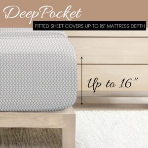 Linen Market 4 Piece King Bedding Sheet Set (Gray Chevron) - Sleep Better Than Ever with These Ultra-Soft & Cooling Bed Sheets for Your King Size Bed - Deep Pocket Fits 16" Mattress