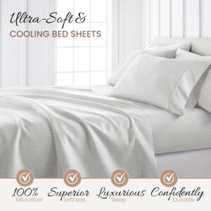 Linen Market 4 Piece King Bedding Sheet Set (Gray Chevron) - Sleep Better Than Ever with These Ultra-Soft & Cooling Bed Sheets for Your King Size Bed - Deep Pocket Fits 16" Mattress