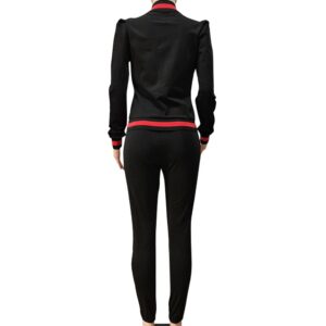 Casual Long Sleeve Zip Up Jacket and Pants Sweatsuits Tracksuits 2 Pieces outfits for Ladies,Black,Tag XL/US(12-14)