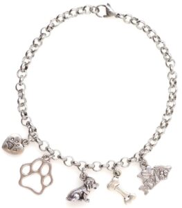 it's all about...you! adjustable 8.5” stainless steel bracelet puppy heart paw i love my dog bone paw personalize with clip on charms 3d dog set 69g