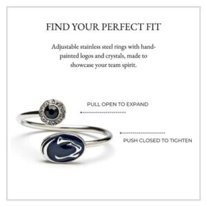 Nittany Lion Penn State Ring for Women - Penn State College Ring with Crystals - Hypoallergenic and Adjustable Sizes 5-12 - Penn State Gifts for Women