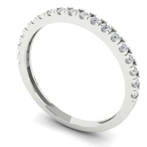 Clara Pucci 0.57 ct Round Cut Clear Simulated Diamond 14k White Gold Stackable Wedding Engagement Designer Anniversary Ring Band Sz 11