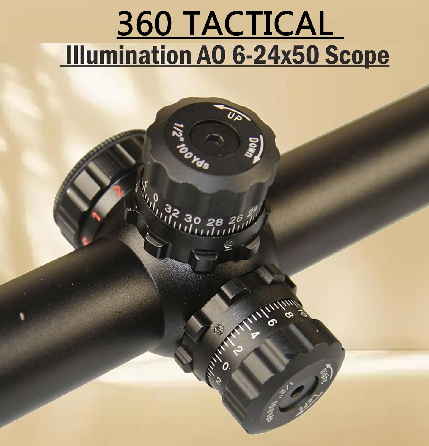 360 TACTICAL 6-24x50 AOE Red & Green Illuminated Rangefinding Mil Dot Hybrid Crosshair Scope