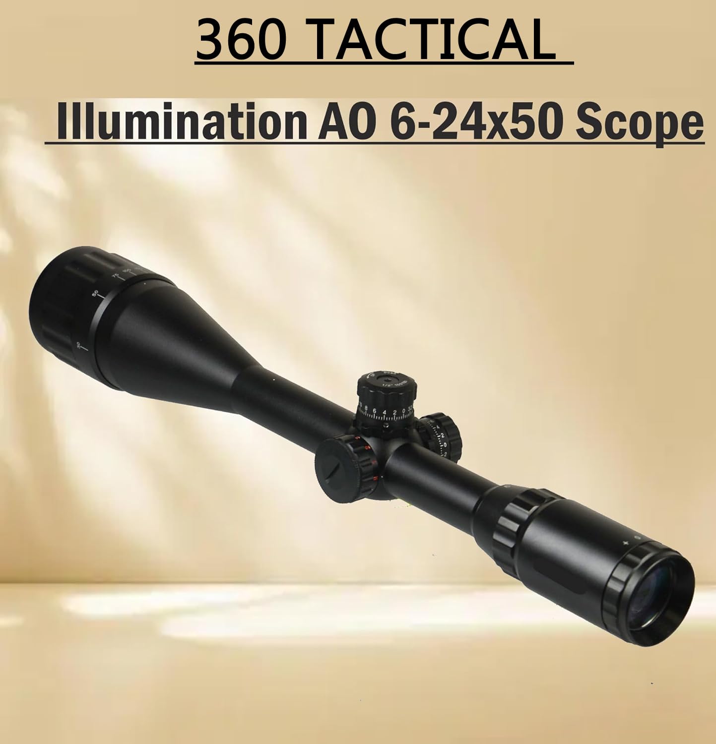 360 TACTICAL 6-24x50 AOE Red & Green Illuminated Rangefinding Mil Dot Hybrid Crosshair Scope