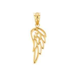 Religious Jewelry Fine 14k Yellow Gold Guardian Angel Filigree Wing Charm Pendant