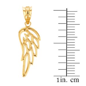 Religious Jewelry Fine 14k Yellow Gold Guardian Angel Filigree Wing Charm Pendant