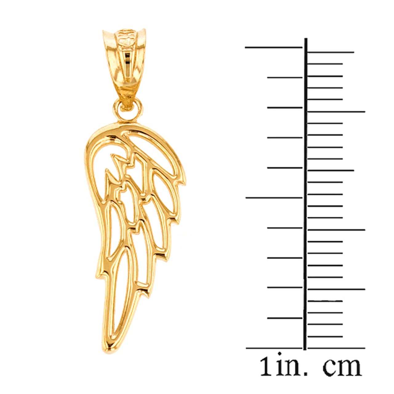 Religious Jewelry Fine 14k Yellow Gold Guardian Angel Filigree Wing Charm Pendant