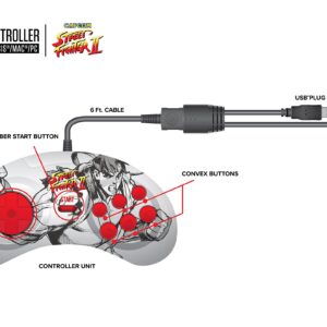 Retro-Bit Street Fighter Genesis & USB Dual Link Controller for PC, Mac - Sega Genesis