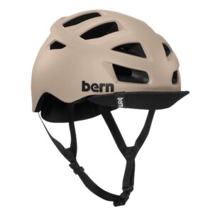 bern allston adult bike helmet - low profile comfortable ventilated urban commuter urban cycling helmet for bicycle, safety certified for men & women(matte sand, large)