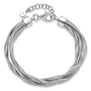 925 Sterling Silver Polished Multi strand Fancy Lobster Closure Rhodium Plated 3 strand With 1inch Ext. Bracelet 7 Inch Jewelry for Women