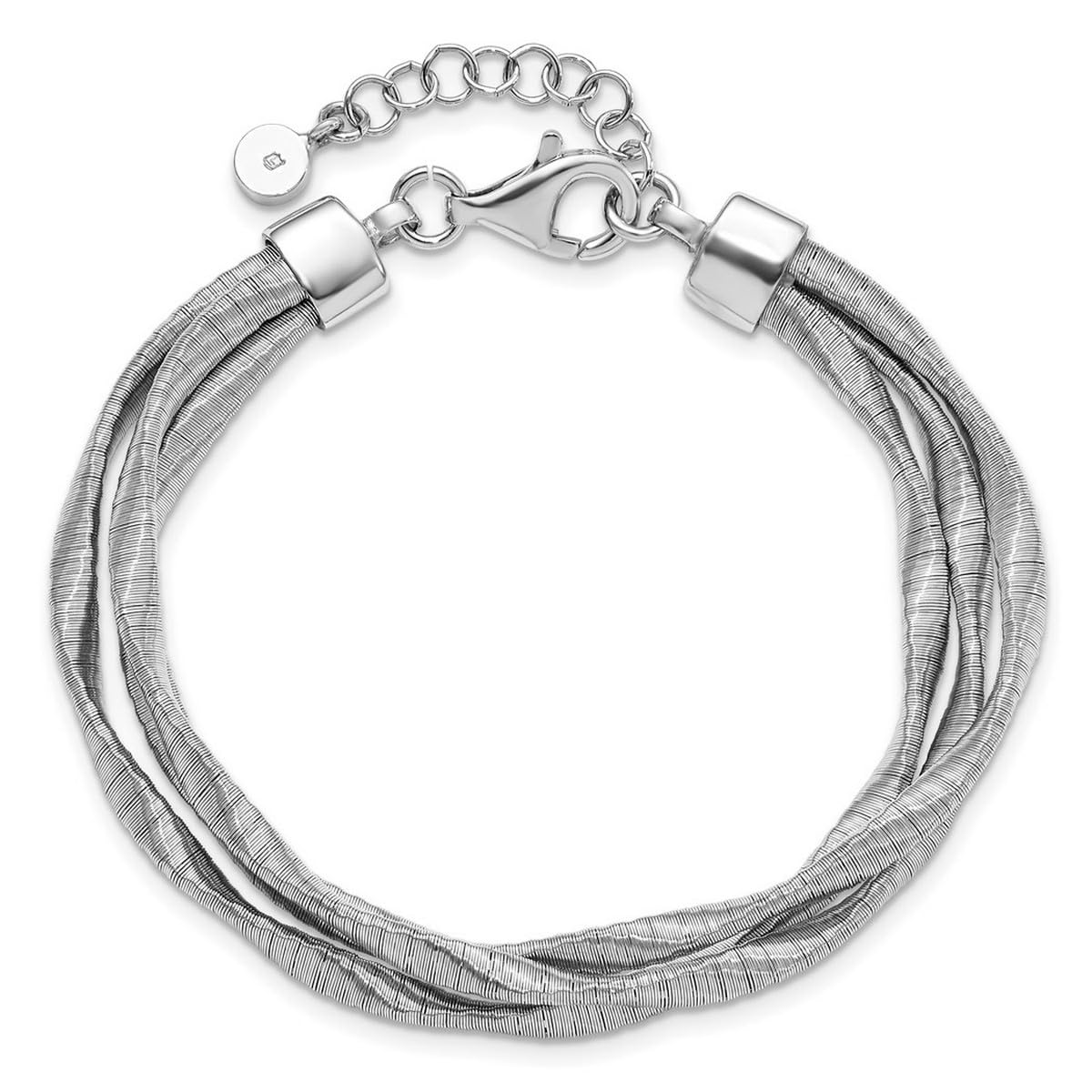 925 Sterling Silver Polished Multi strand Fancy Lobster Closure Rhodium Plated 3 strand With 1inch Ext. Bracelet 7 Inch Jewelry for Women